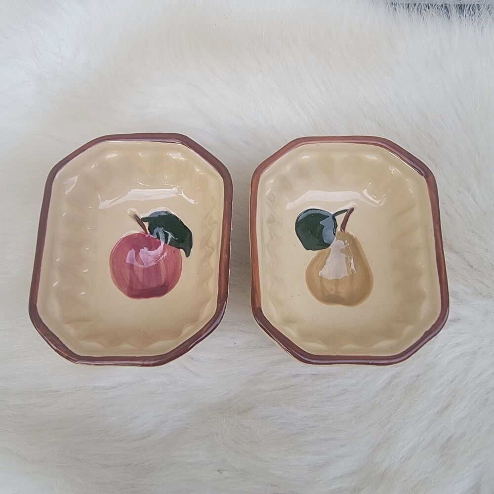Chatham Pottery decorative food molds set of 2 apple & pear USA